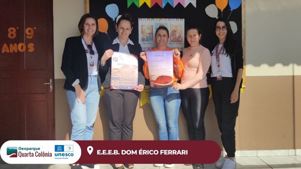 Equipe do Geoparque realiza visitas nas escolas do território convidando para a V Jornada de  Formação de Professores