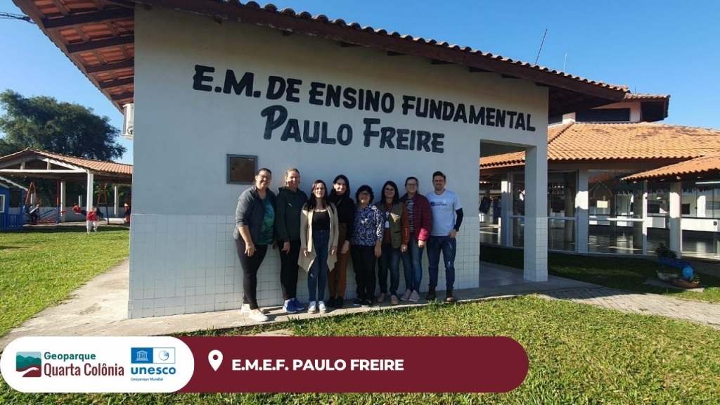 Equipe do Geoparque realiza visitas nas escolas do território convidando para a V Jornada de  Formação de Professores
