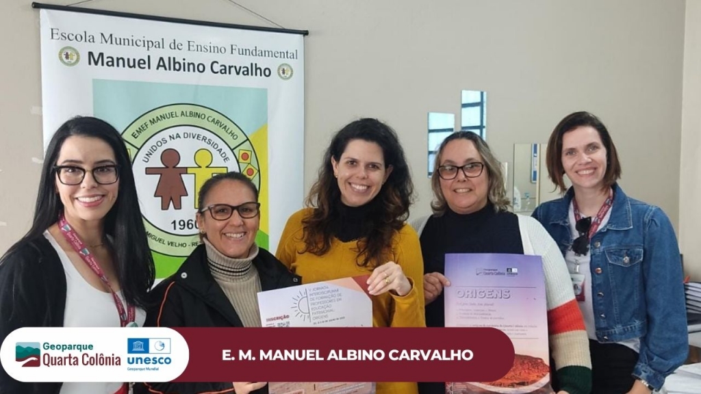 Equipe do Geoparque realiza visitas nas escolas do território convidando para a V Jornada de  Formação de Professores